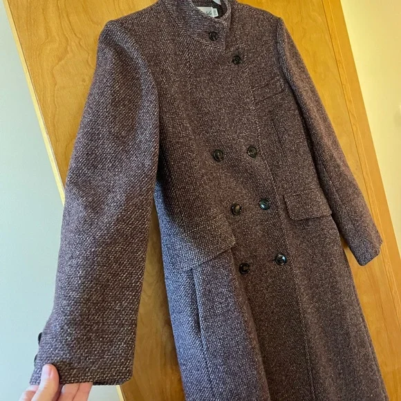 Lorendale Wool Lined Long Maxi Coat Vintage Heavy Purple Gray White Blend NICE - Picture 4 of 16